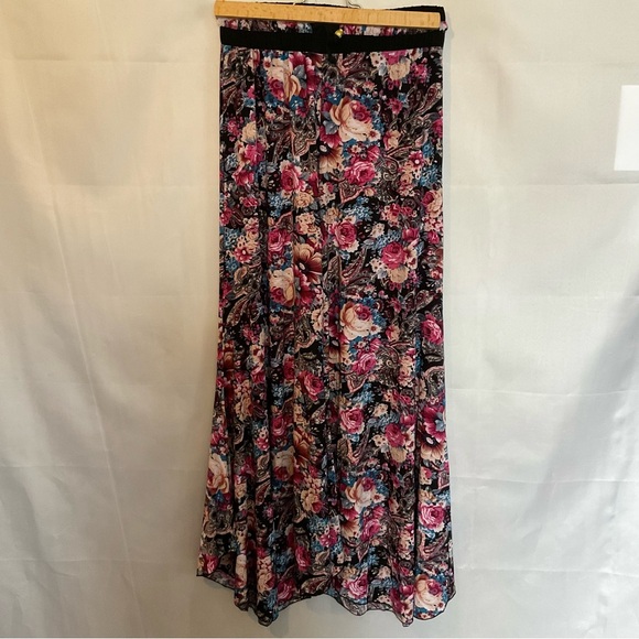 Vintage Pants - Vintage Romantic Floral Super Wide Leg Palazzo Pants